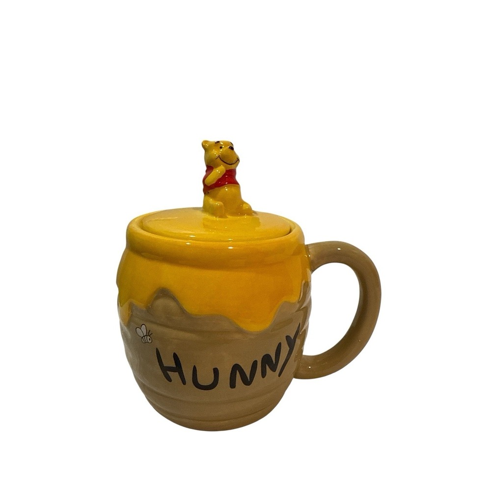 Disney Winnie‎ The Pooh Hunny Pot Ceramic Mug 20 Oz. 6 1/2"With Lid  Collector